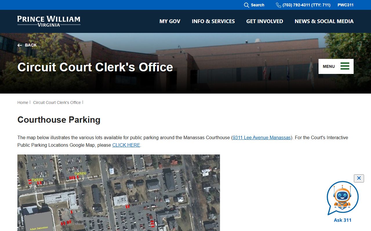Prince William County courthouse parking