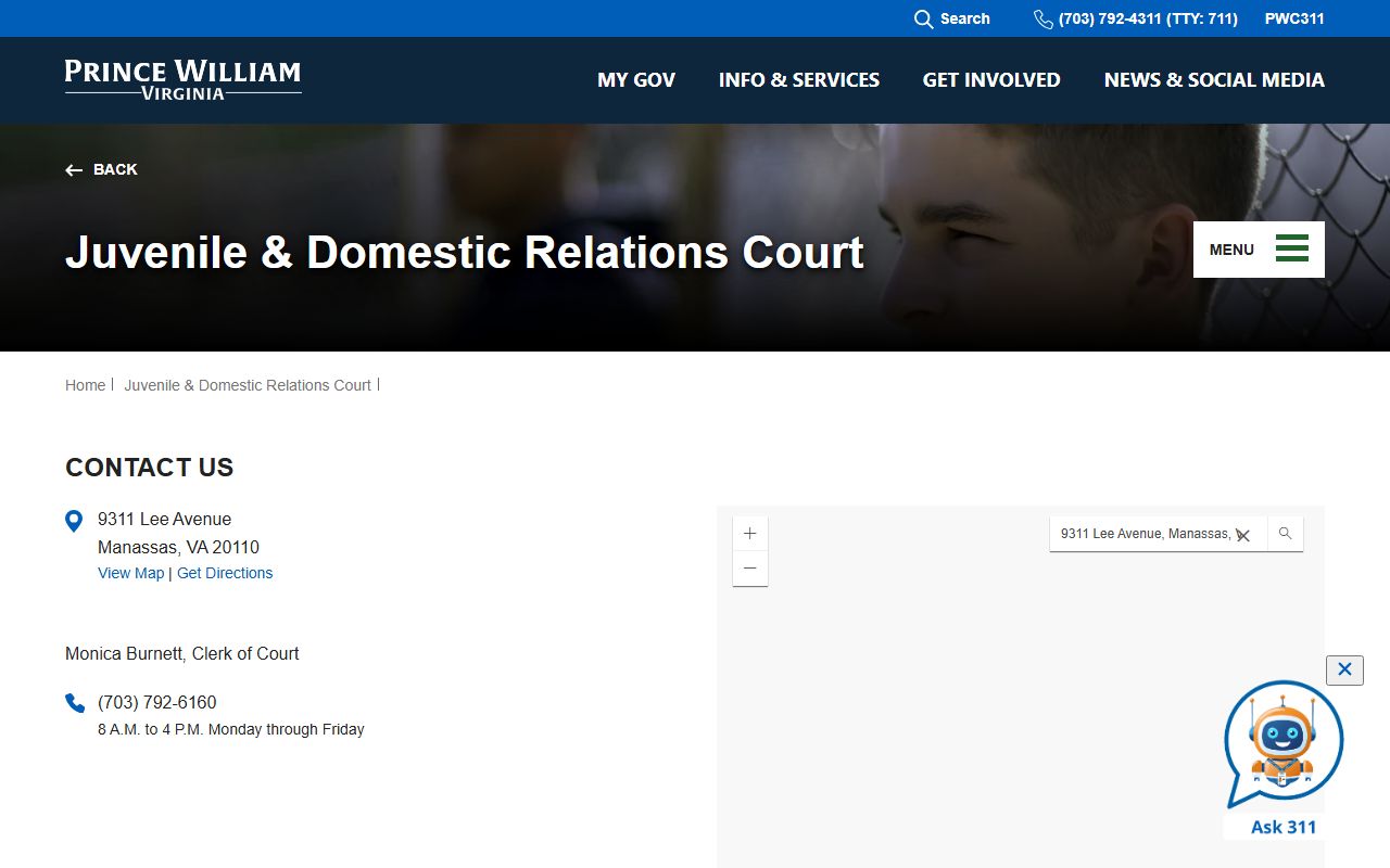 Prince William County Juvenile and Domestic Relations Court contact