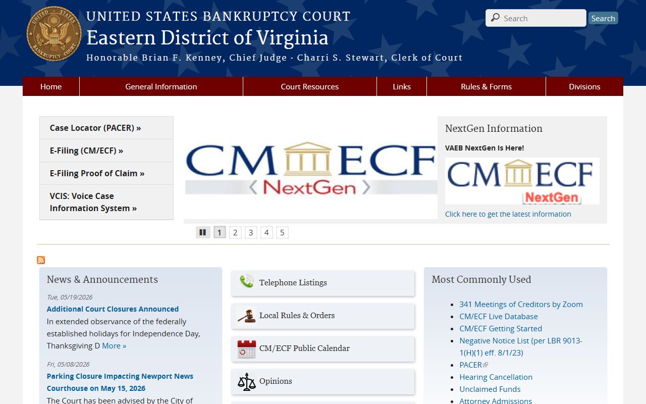 Prince William County federal court data context, Eastern District of Virginia