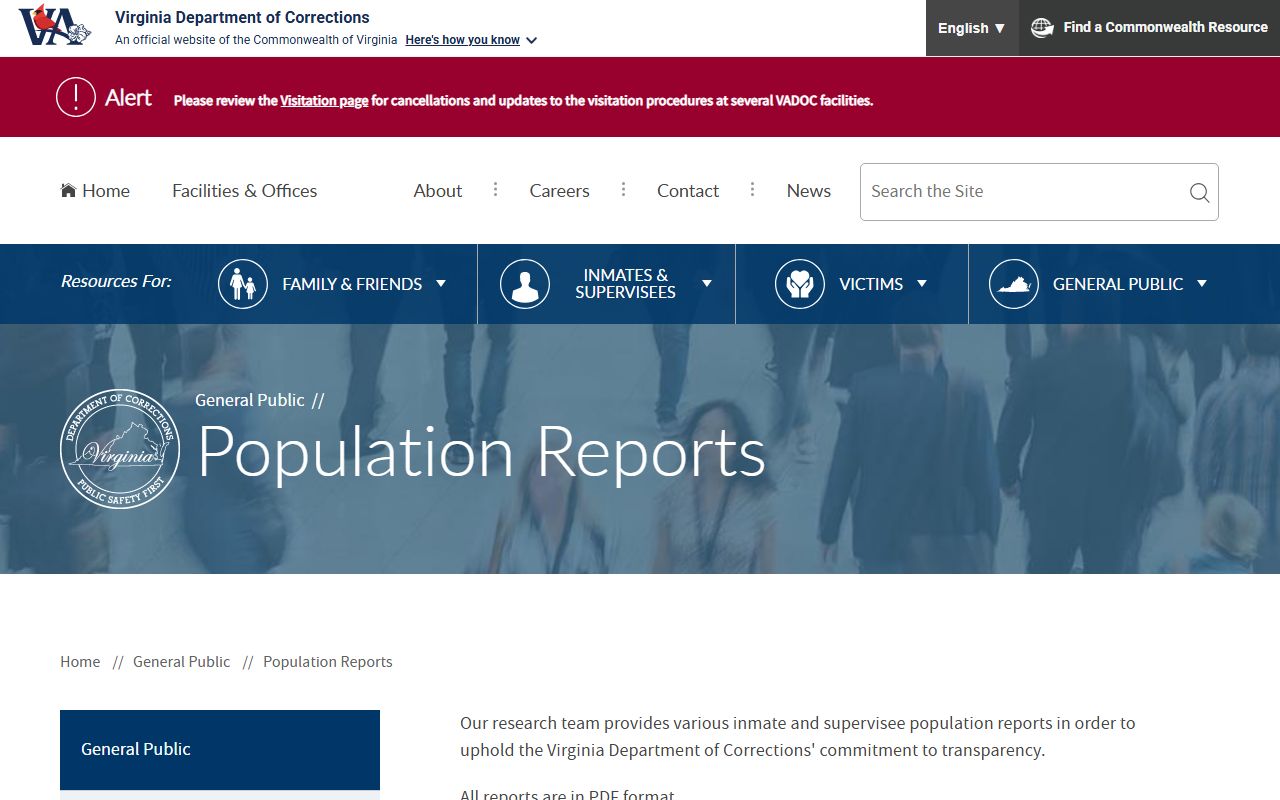 Prince William County inmate population context from VADOC population reports