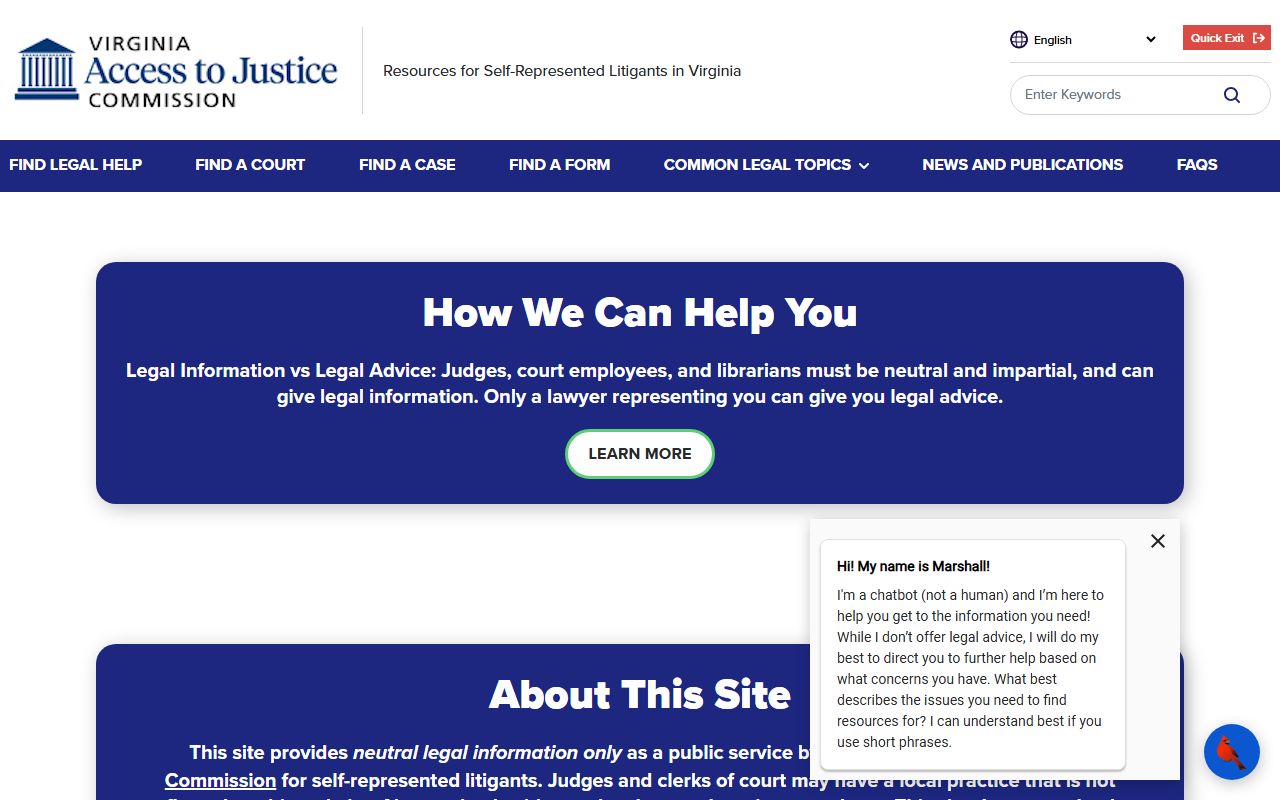 Prince William County court records self-help on the Virginia Judiciary site