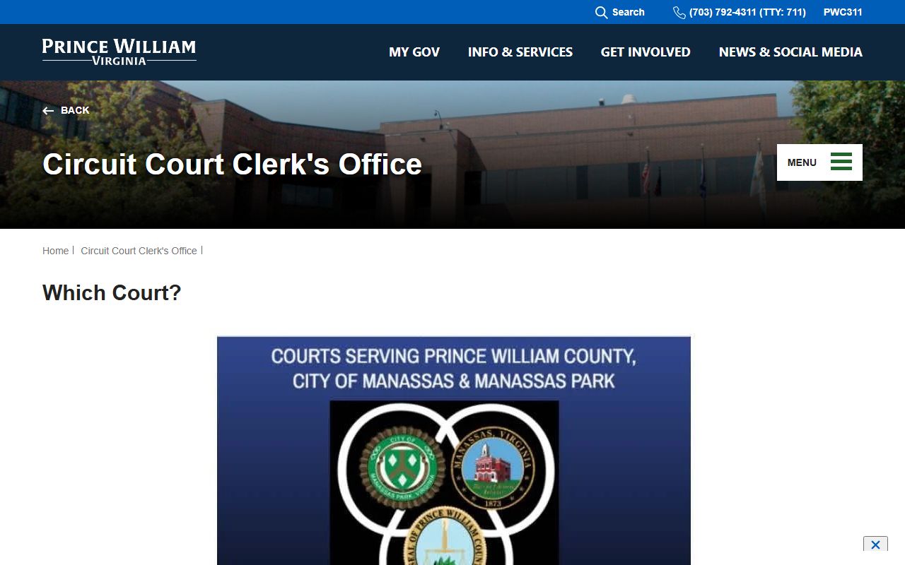 Prince William County court records guide explaining which court handles which matter