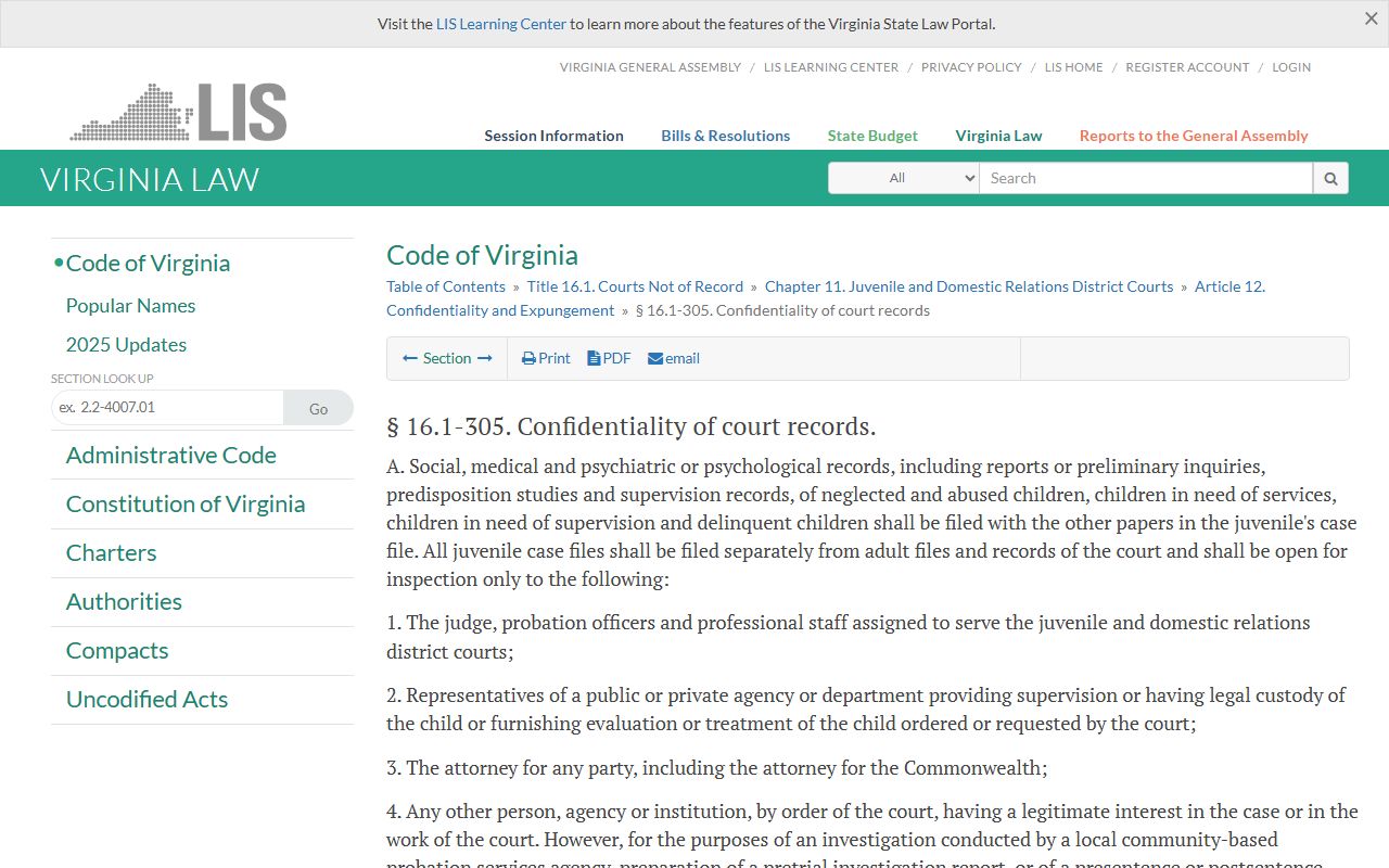 Prince William County confidential records statute