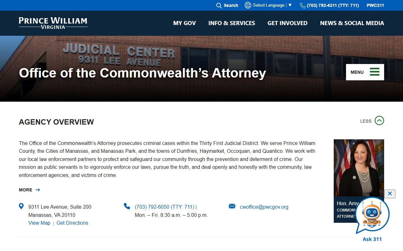 Prince William County Commonwealth's Attorney traffic and criminal prosecution
