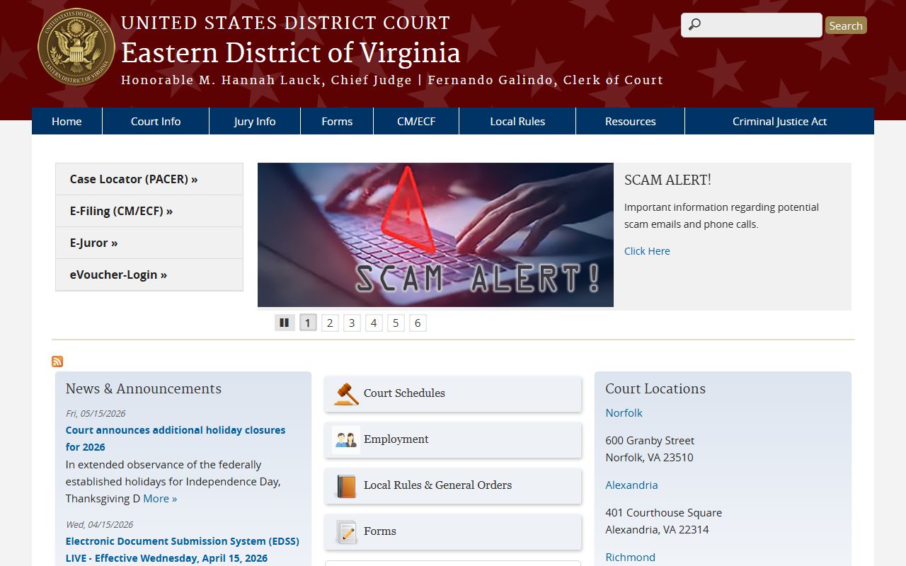 Prince William County federal traffic citations, Eastern District of Virginia